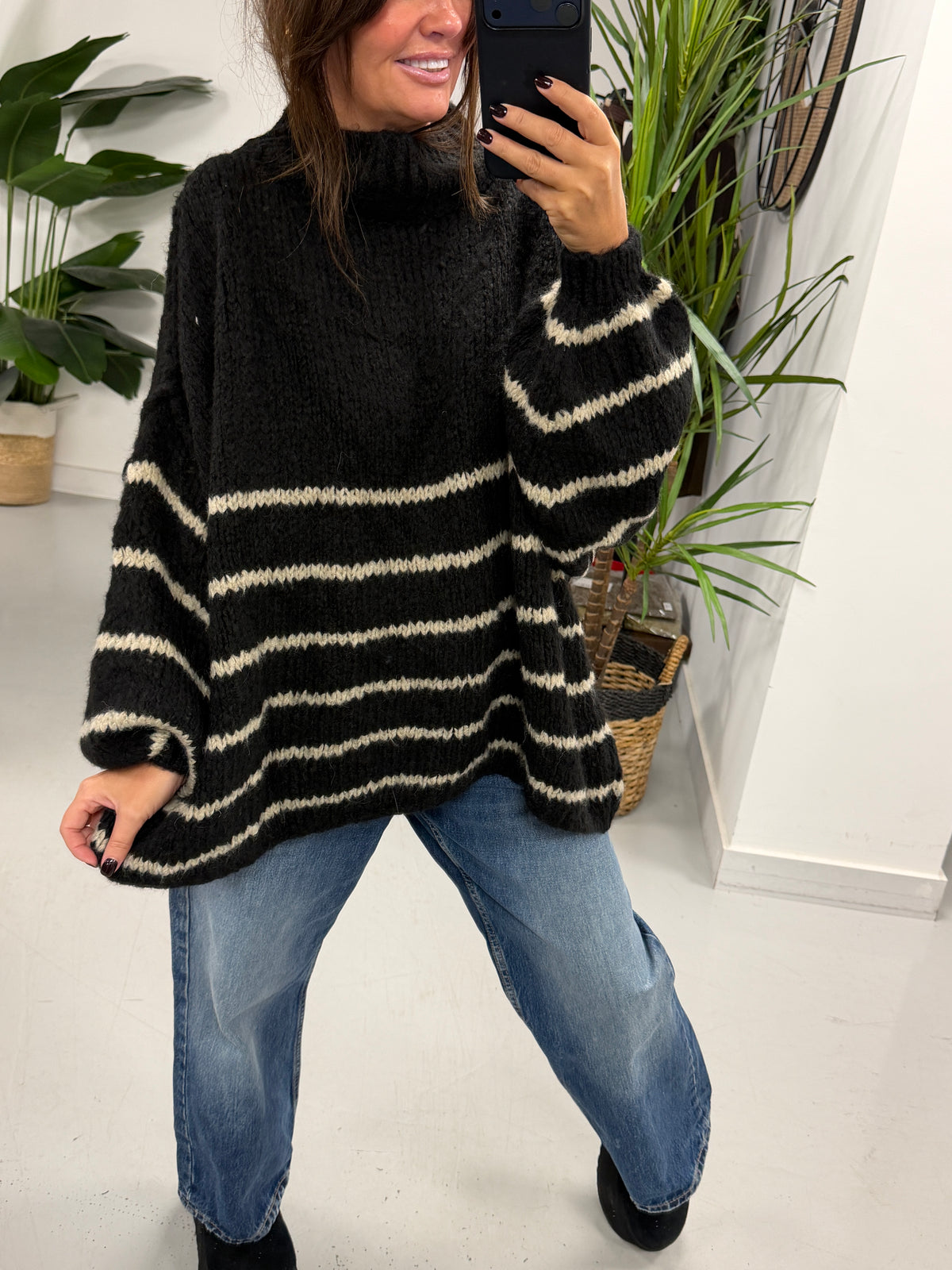 The Rustic Stripe Soft Knit -  Black/Cream (Size 12-20)
