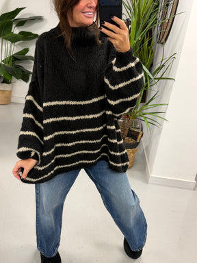 The Rustic Stripe Soft Knit -  Black/Cream (Size 12-20)