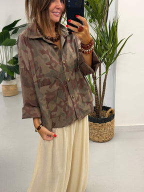 The Retro Camo Shacket - Dark Khaki