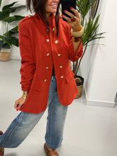 Military Ruched Sleeve Blazer - Terracotta