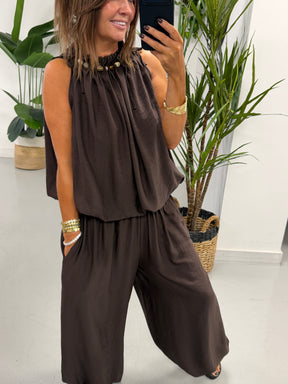 Crinkle Pebble Co Ord - Chocolate