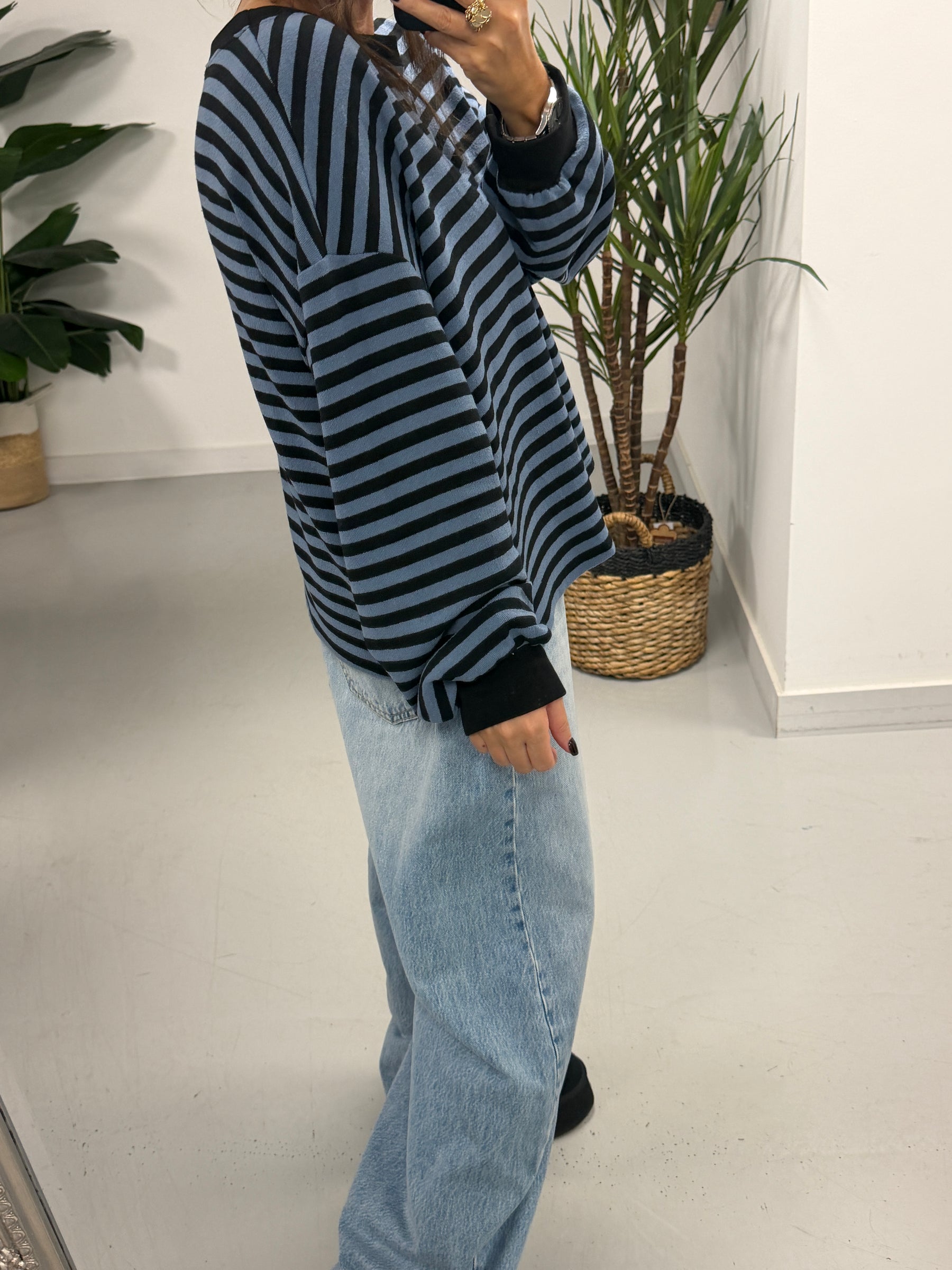 The Weekend Chill Cuff Stripe - Light/Dark Blue  (Special Buy No Return) Size 10 - 14