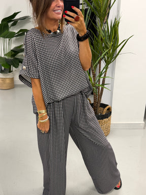 Gingham Military Two Piece - Black
