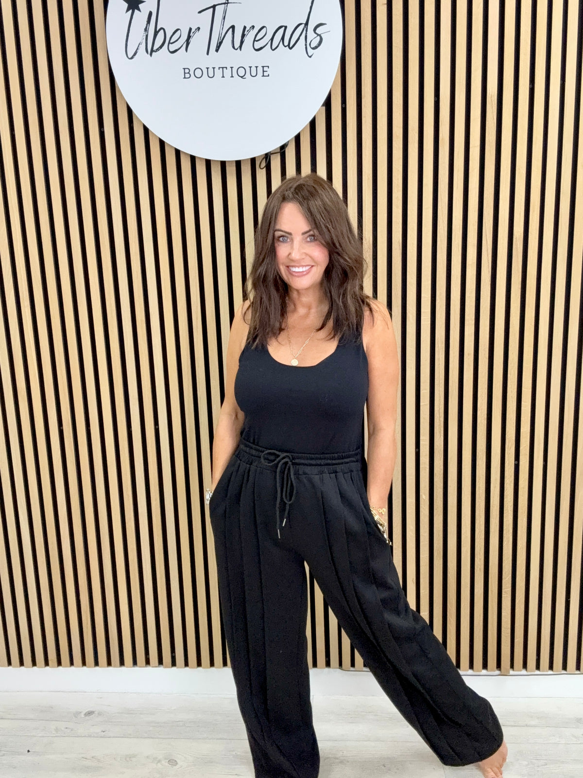 Mollie Pleated Joggers - Black