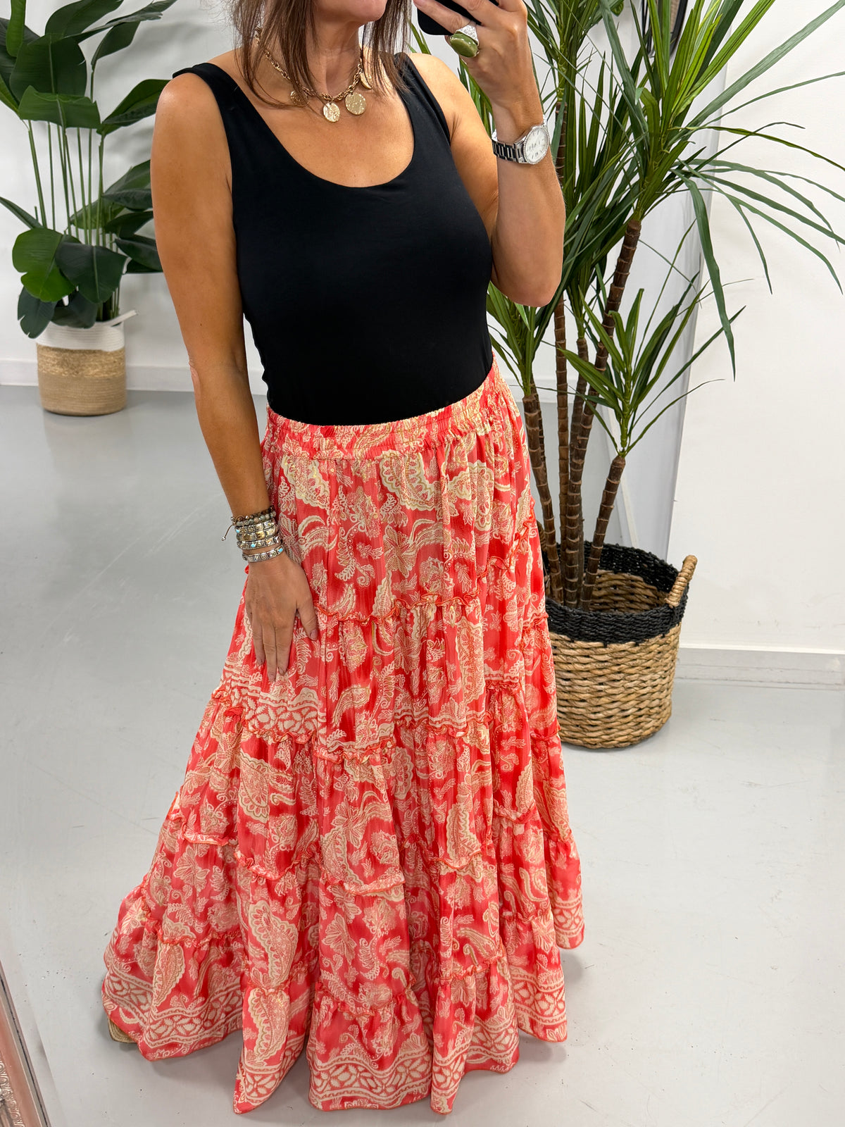 The Indie Maxi  Skirt - Red