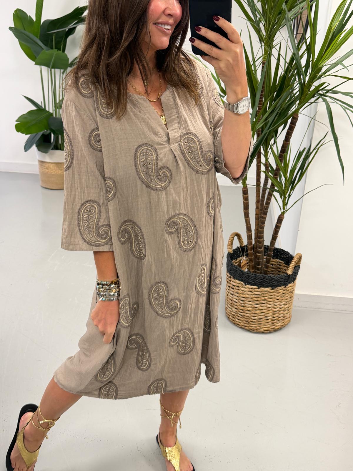 The Paisley Midi Dress - Mocha