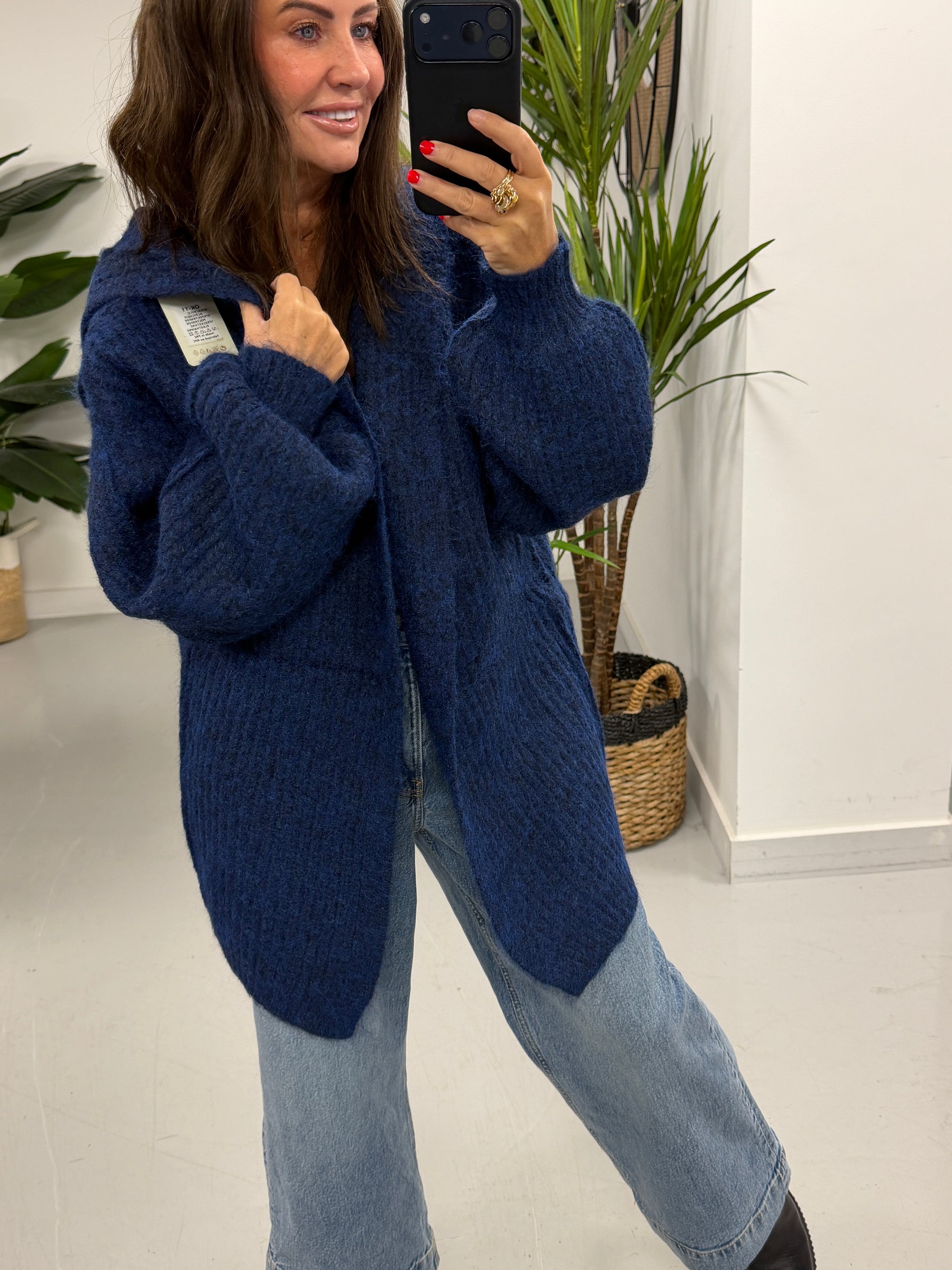Slouchy Hooded Cardigan - Navy (Size 10-16)