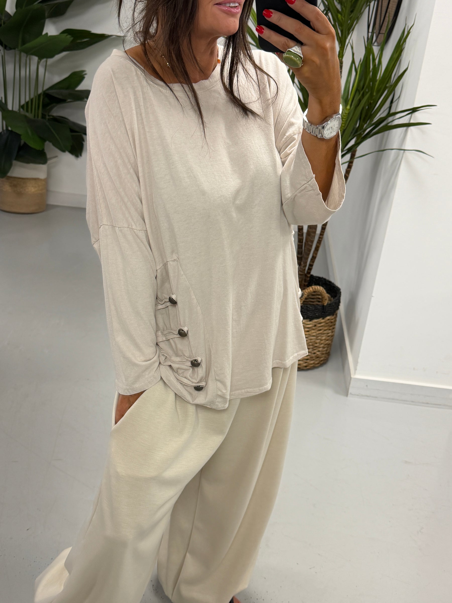 Military Slouch Top Cream