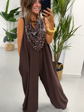 Bandana Scarf Crinkle Jumpsuit - Chocolate