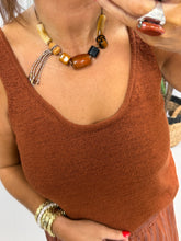 Adjustable Bead Choker Necklace - Choc/Rust