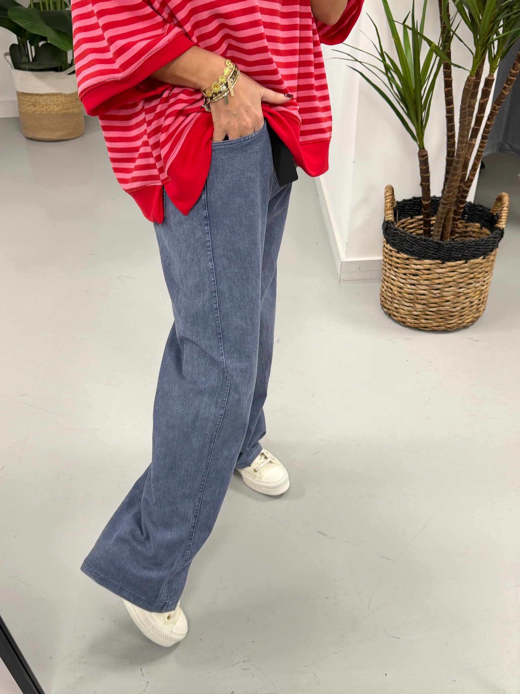 Relaxed Vibe Denim Look Pocket Trouser - Acid Blue