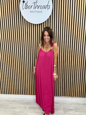 The Spring Shoulder Maxi - Cerise Pink