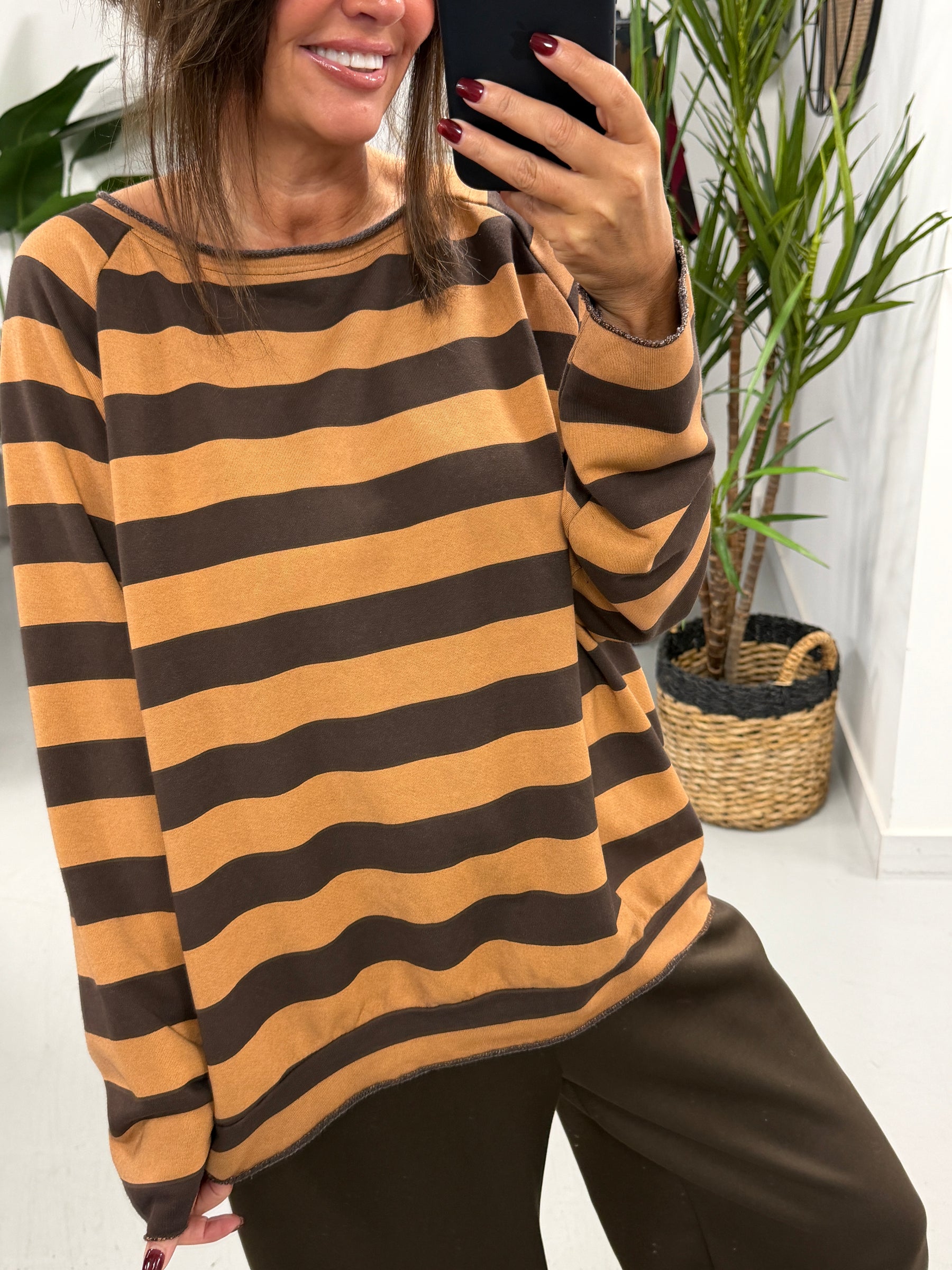 Sunset Stripe Raw Edge - Copper/Chocolate  (Size 10-16)