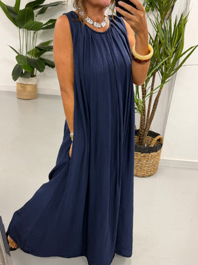 Crinkle Maxi Dress - Navy