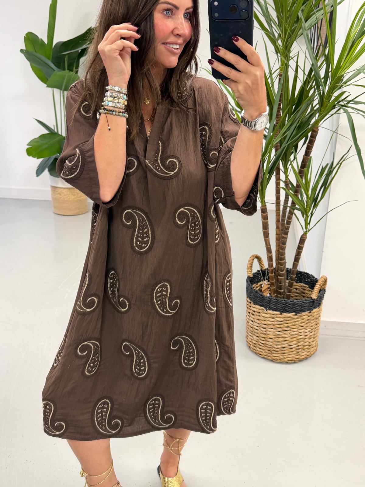 The Paisley Midi Dress - Chocolate