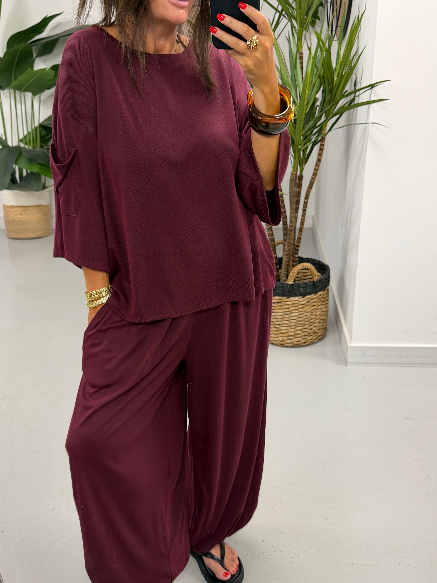 The UTB Weekend Slouch Co-Ord - Wine (Size 2)