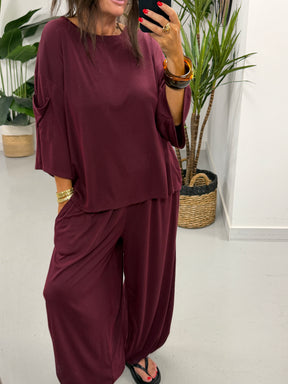 The UTB Weekend Slouch Co-Ord - Wine (Size 2)