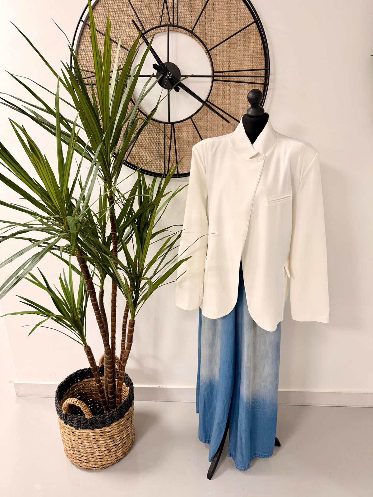 Funnel Neck Blazer - Winter White