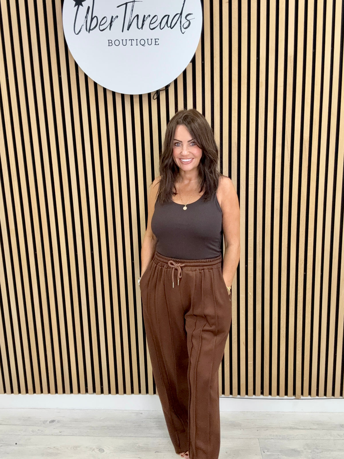 Mollie Pleated Joggers - Chocolate