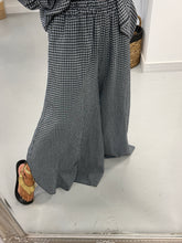 The Gingham Split Wide Leg Trousers - Black