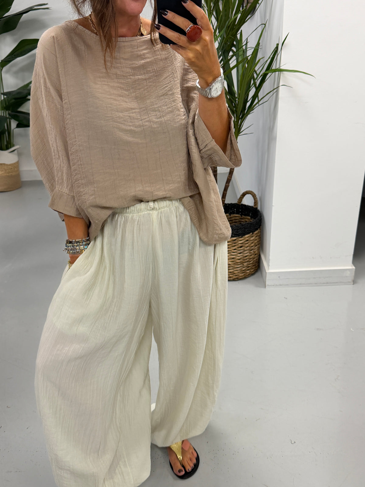 The Crinkle Boxy Tunic - Camel