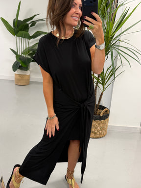 The Tie Front High Low Dress - Black