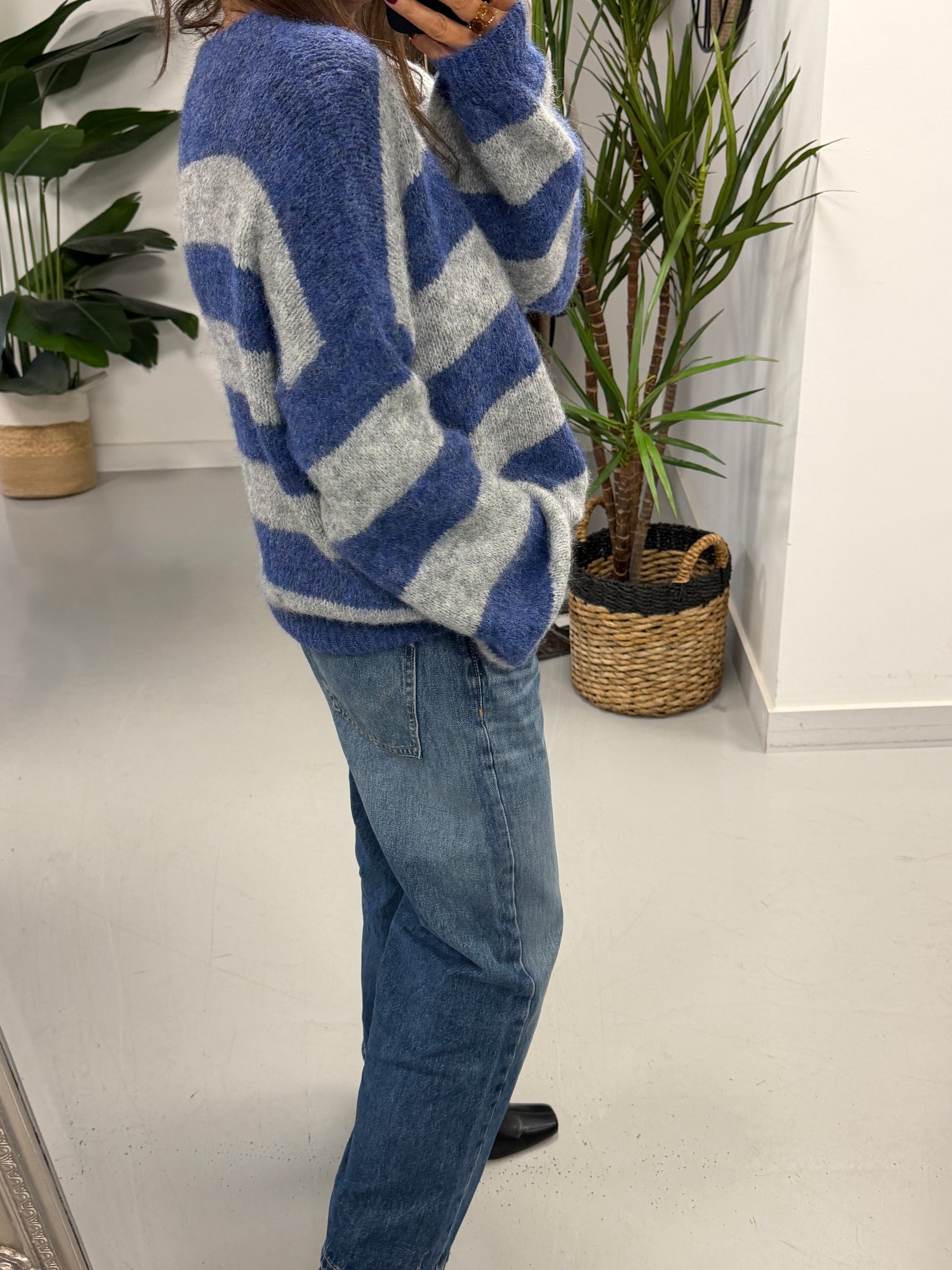 The Buxton Stripy Knit - Blue/Grey (Size 8-16)