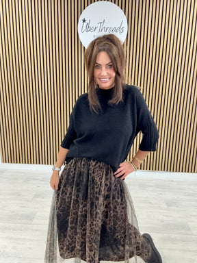 The Bradshaw Tulle Skirt - Black Animal