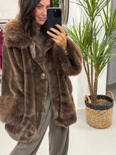 Kensington Faux Fur Swing Jacket - Chocolate