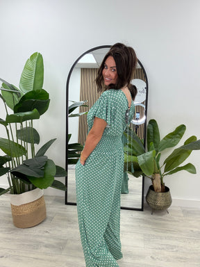 The Mediterranean Dotty Jumpsuit - Green