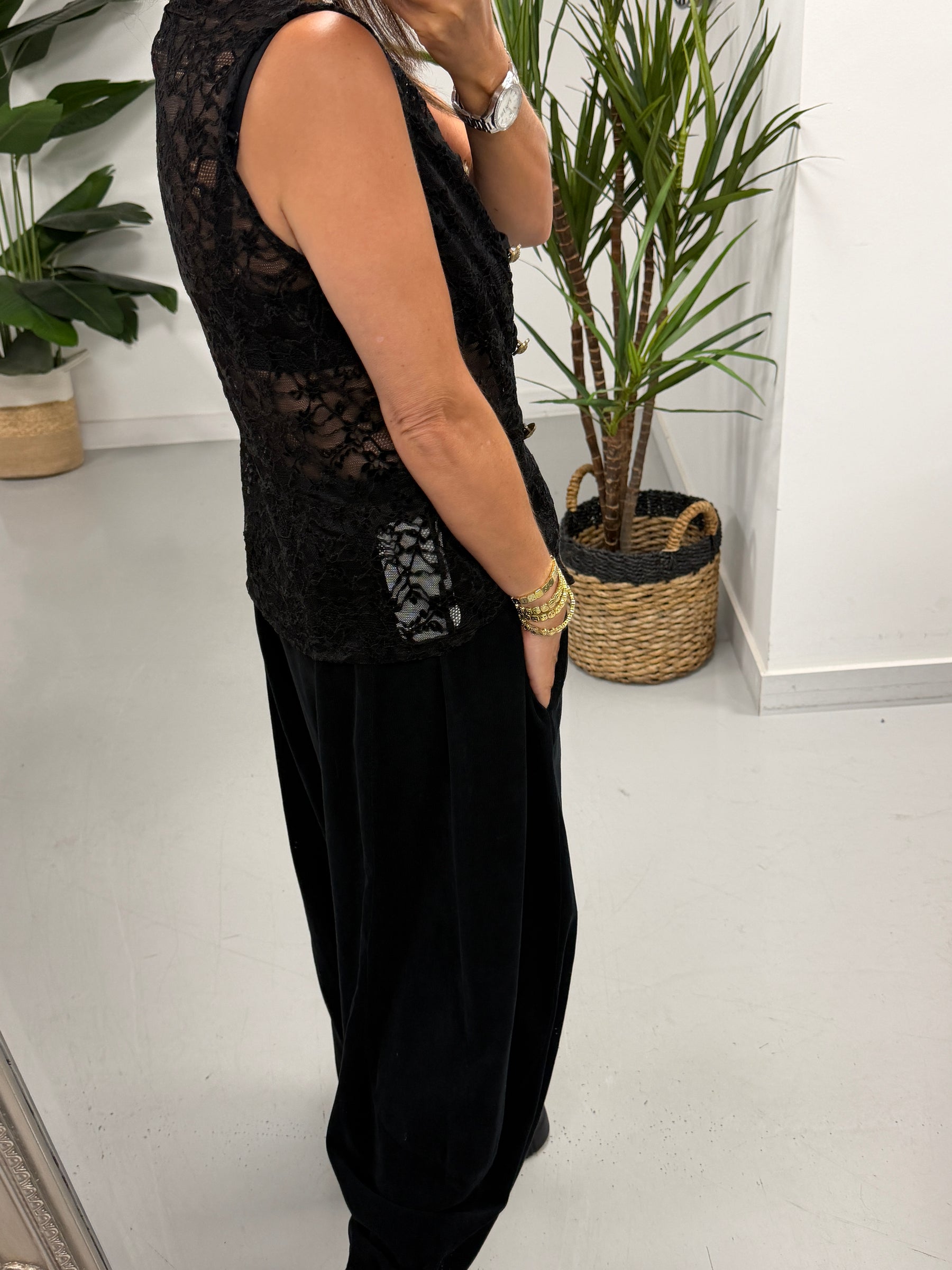Lacey Military Waistcoat - Black (Size 8-12)