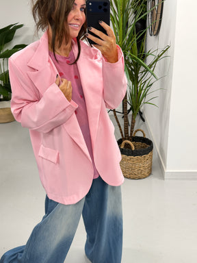 Funnel Neck Blazer - Pink