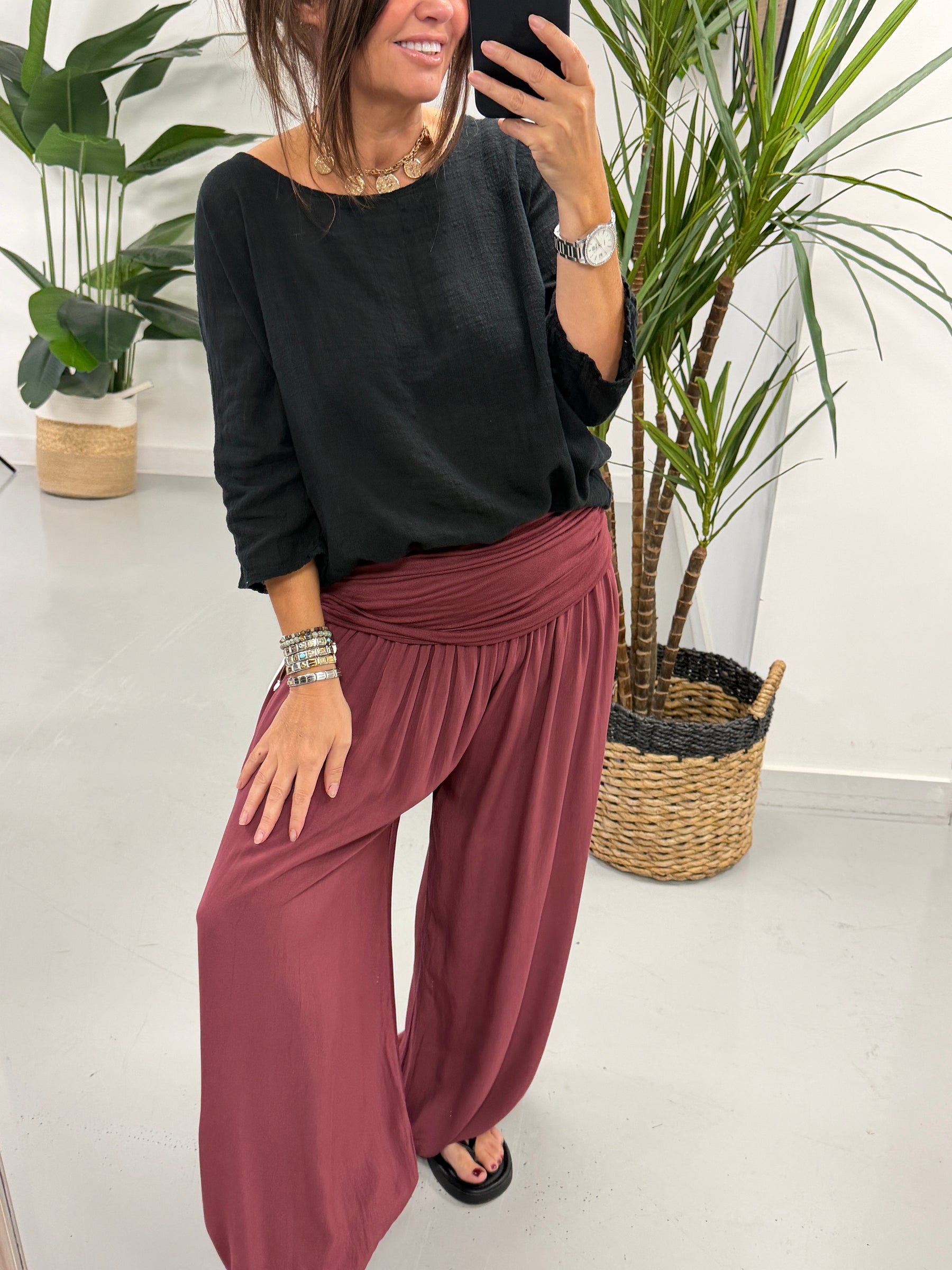 Ali Baba Slouch Pants - Wine