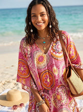 Mandala Beach Kaftan - Cerise
