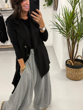 The Deluxe Weekend Collection Deluxe Asymmetric Wasitcoat  - Black