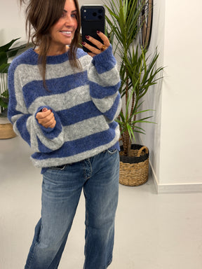 The Buxton Stripy Knit - Blue/Grey (Size 8-16)