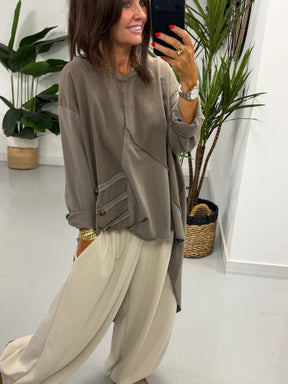 Mixed Military High Low- Taupe