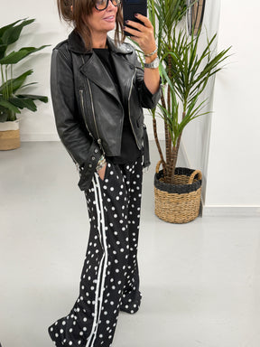 The Polka Stripe Jogger - Black