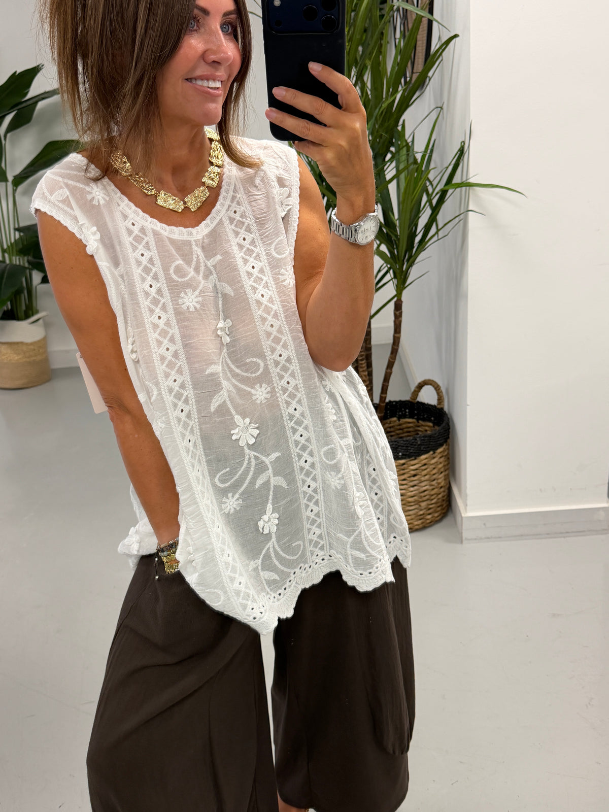 Florence Broderie Top - White
