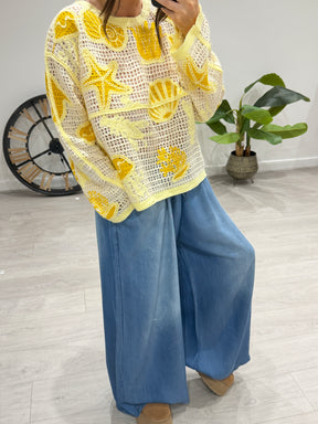Sorrento Seashells Top - Lemon