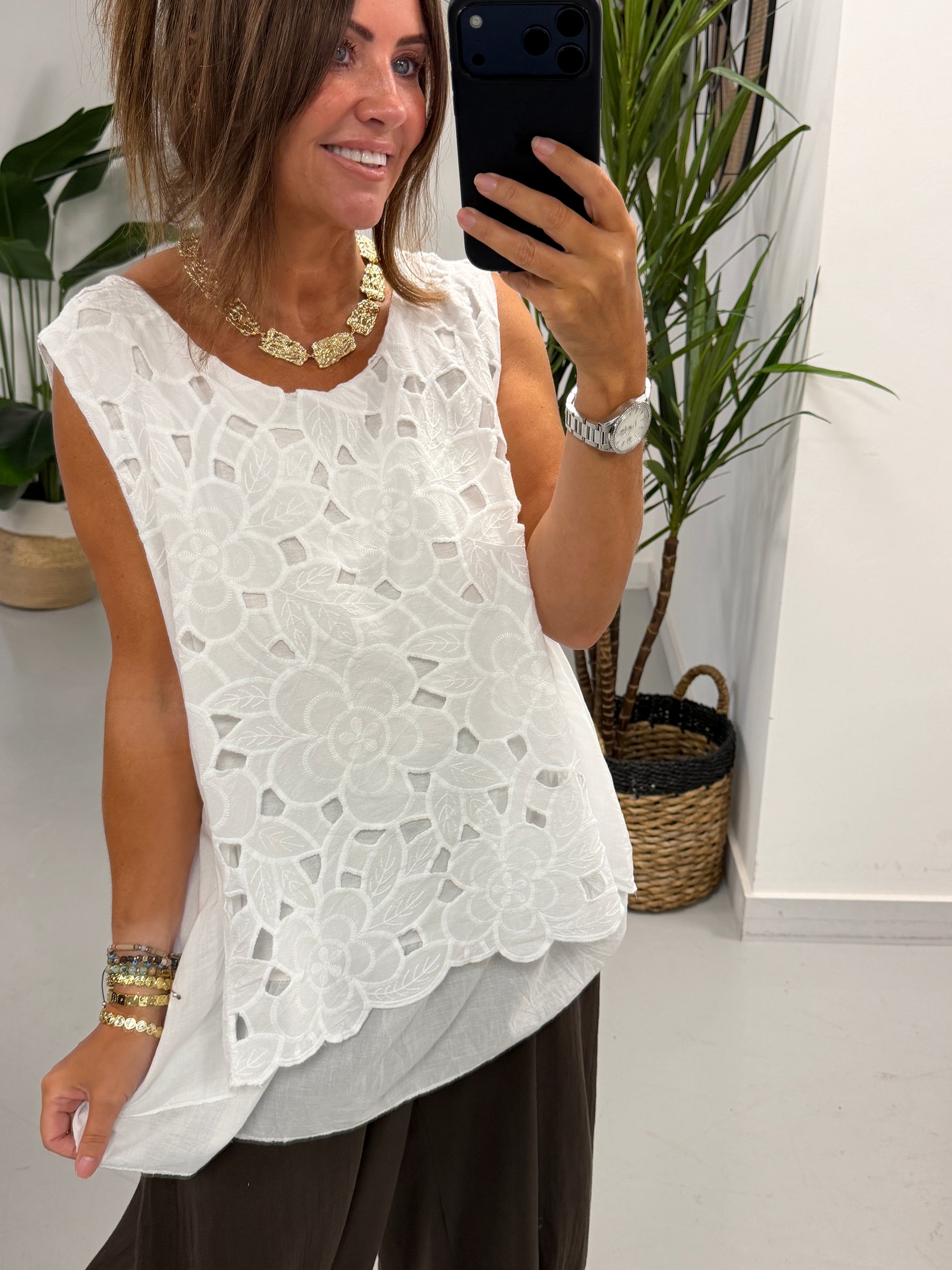 Willow Bloom Layered Tunic - White