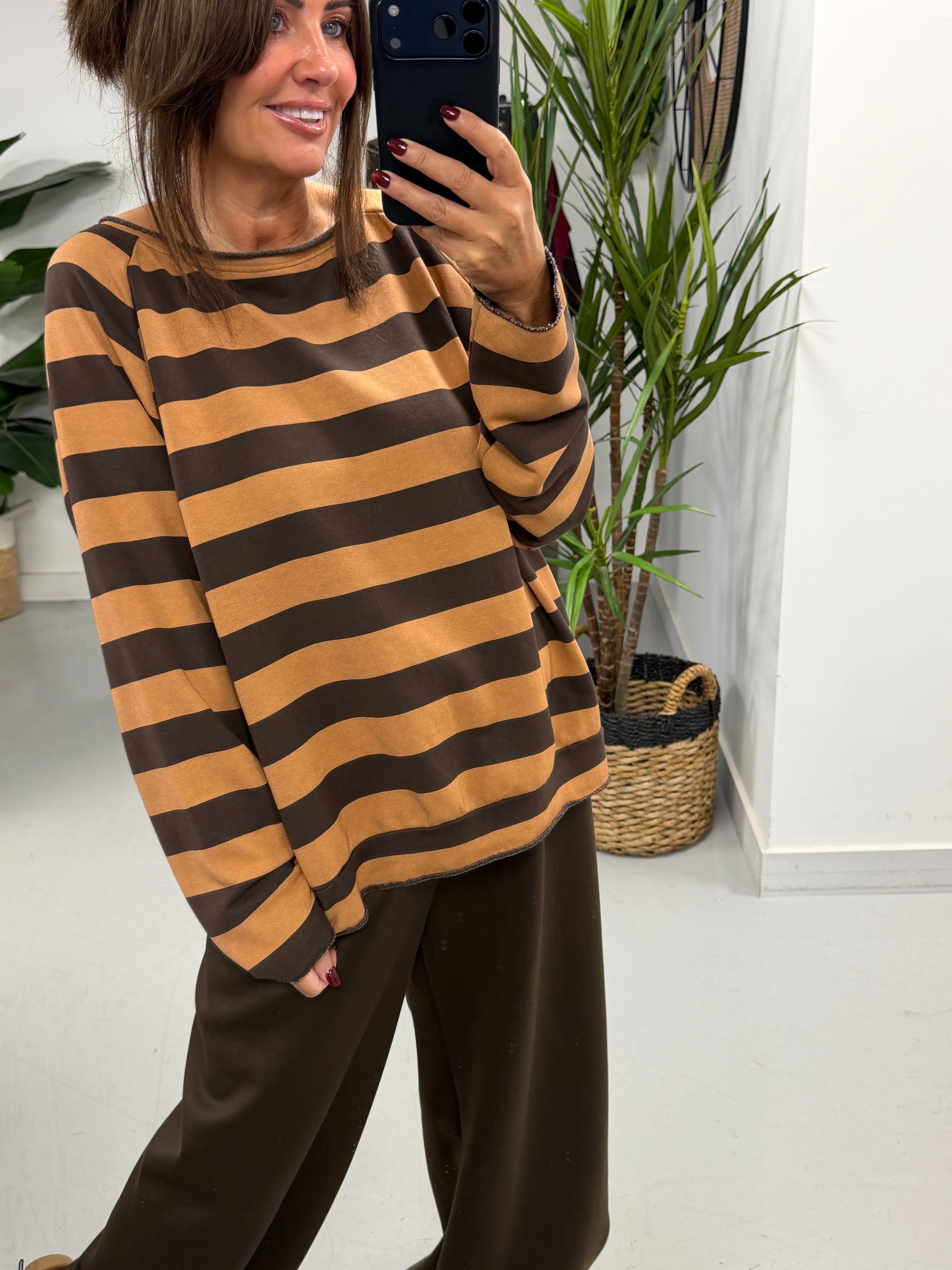 Sunset Stripe Raw Edge - Copper/Chocolate  (Size 10-16)