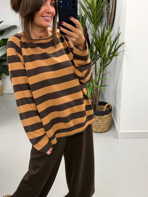 Sunset Stripe Raw Edge - Copper/Chocolate  (Size 10-16)