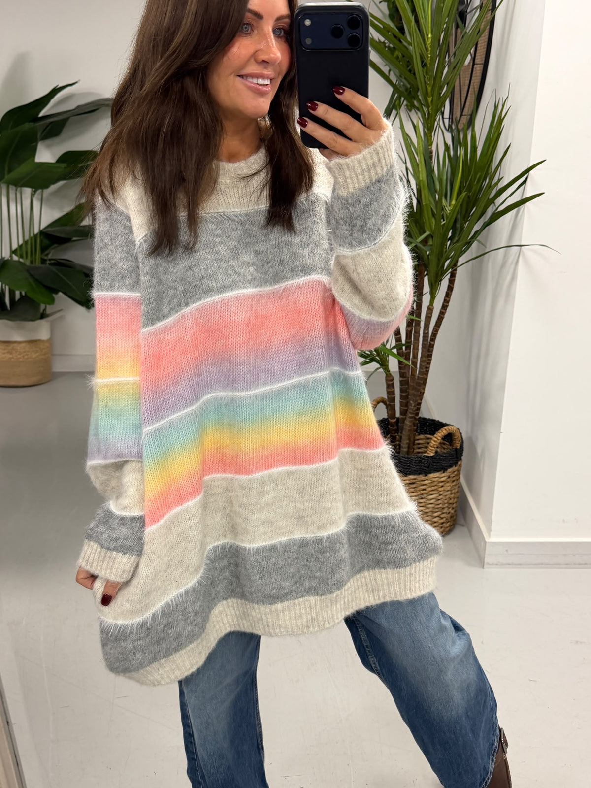 Oversized Stripe Knit Jumper  - pastel (12-20)