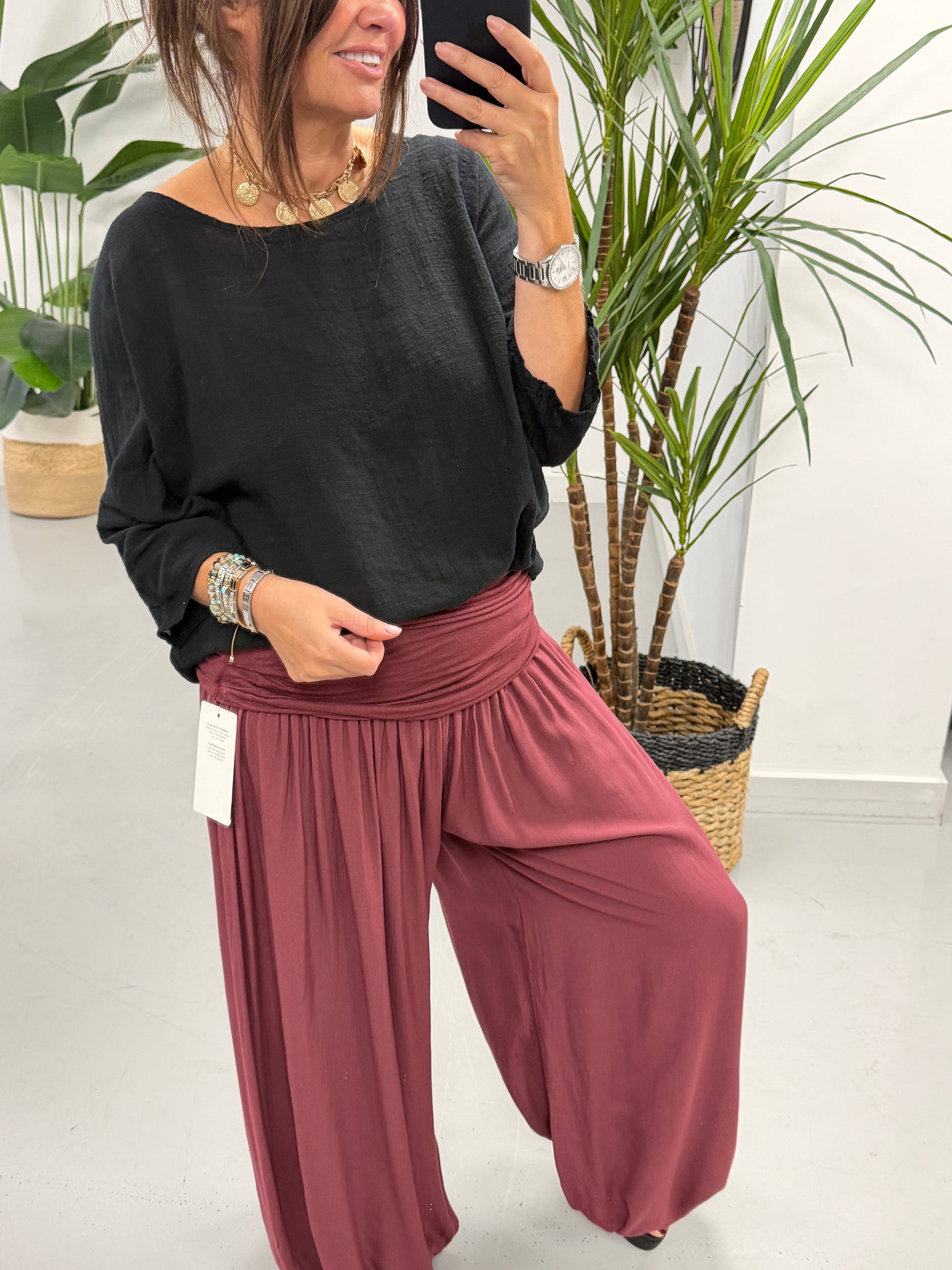 Ali Baba Slouch Pants - Wine
