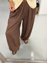 Checked Tie Cuff Trousers - Chocolate