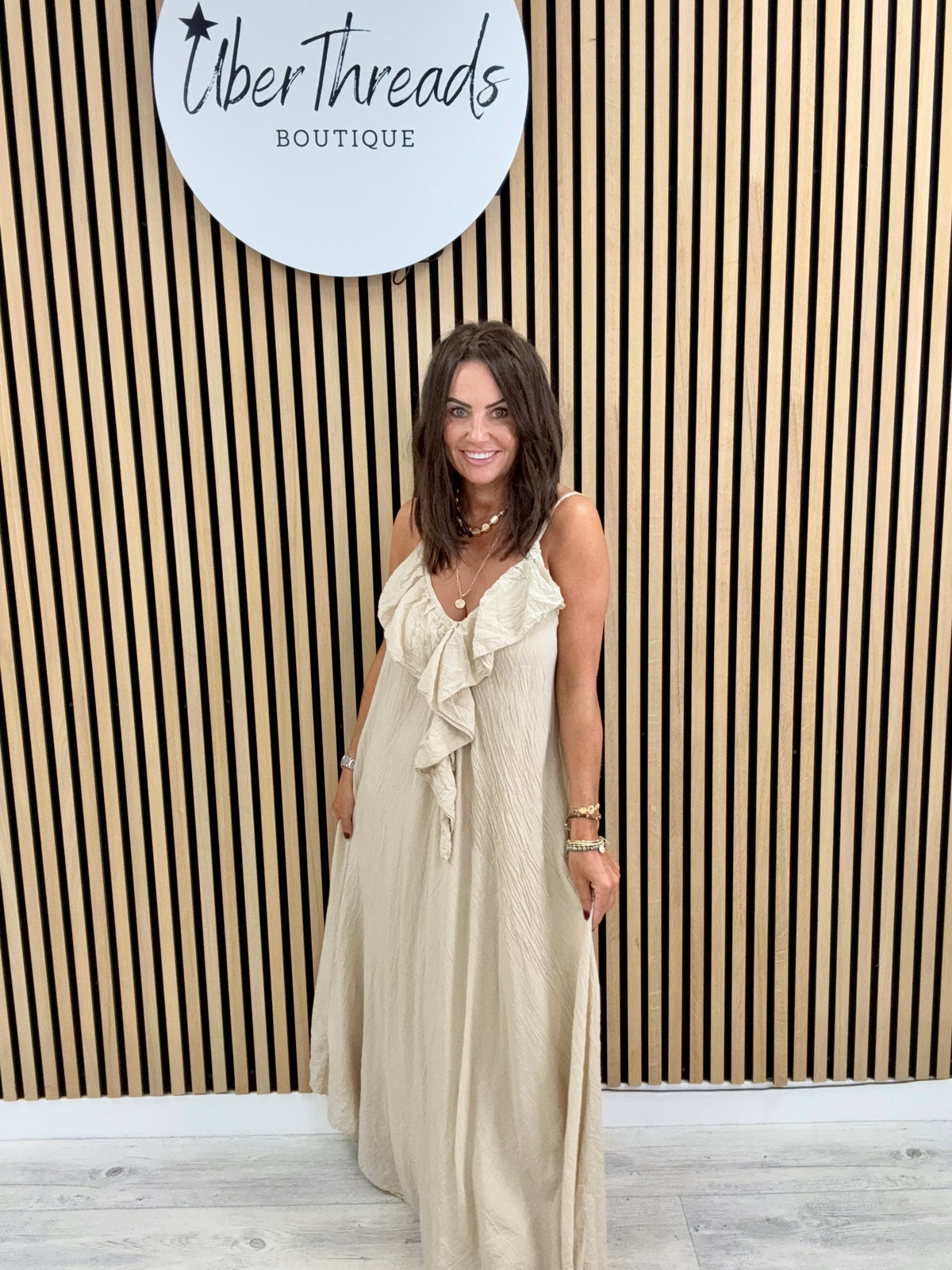 Serenity Ruffle Dress - Cream