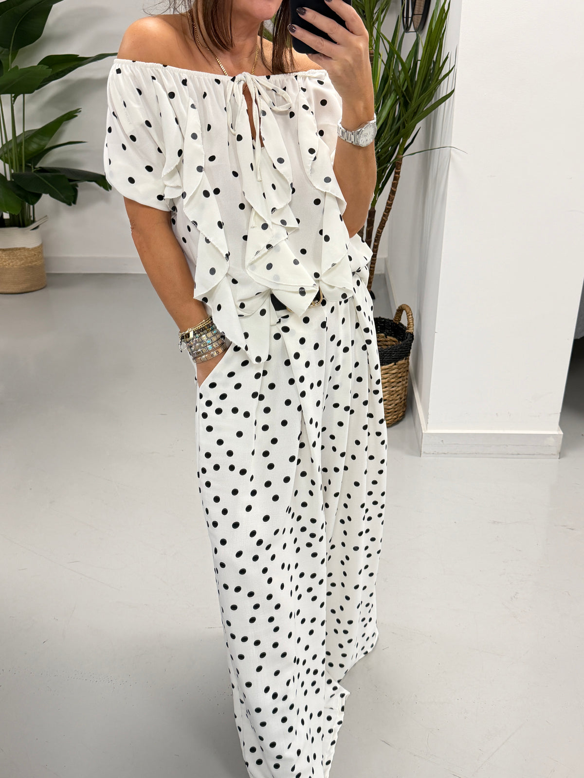 The Dottie Belted Trouser - White