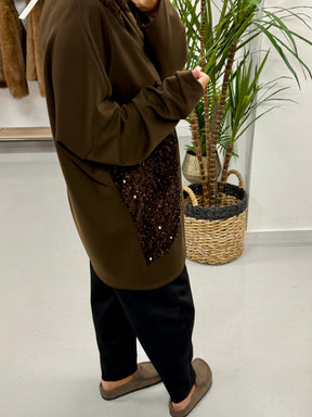 The Sequin Scuba Zip Top - Chocolate