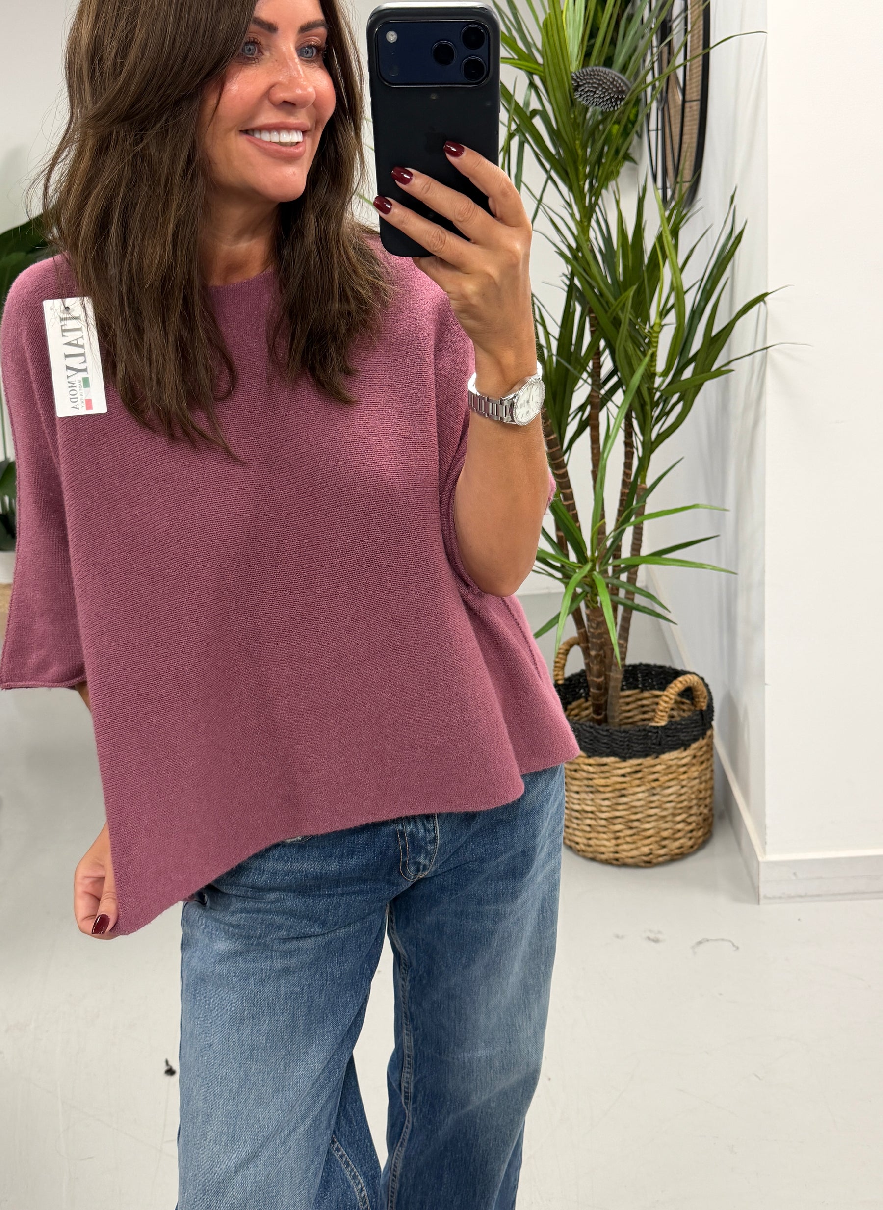 Gracie Crop Sleeve Knit - Mauve (Size 10 - 18)